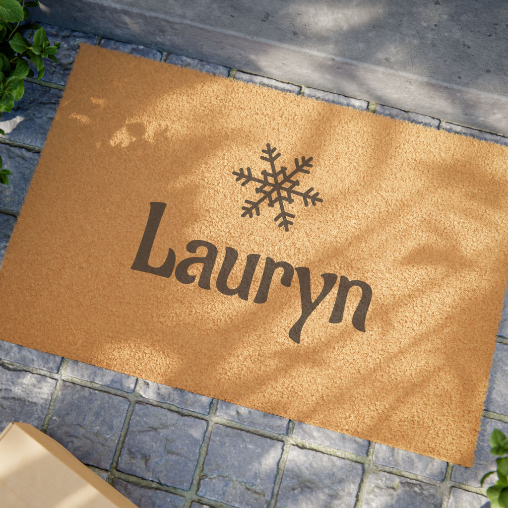 Personalized Snowflake Name Doormat - Custom "Lauryn" Coir Welcome Mat
