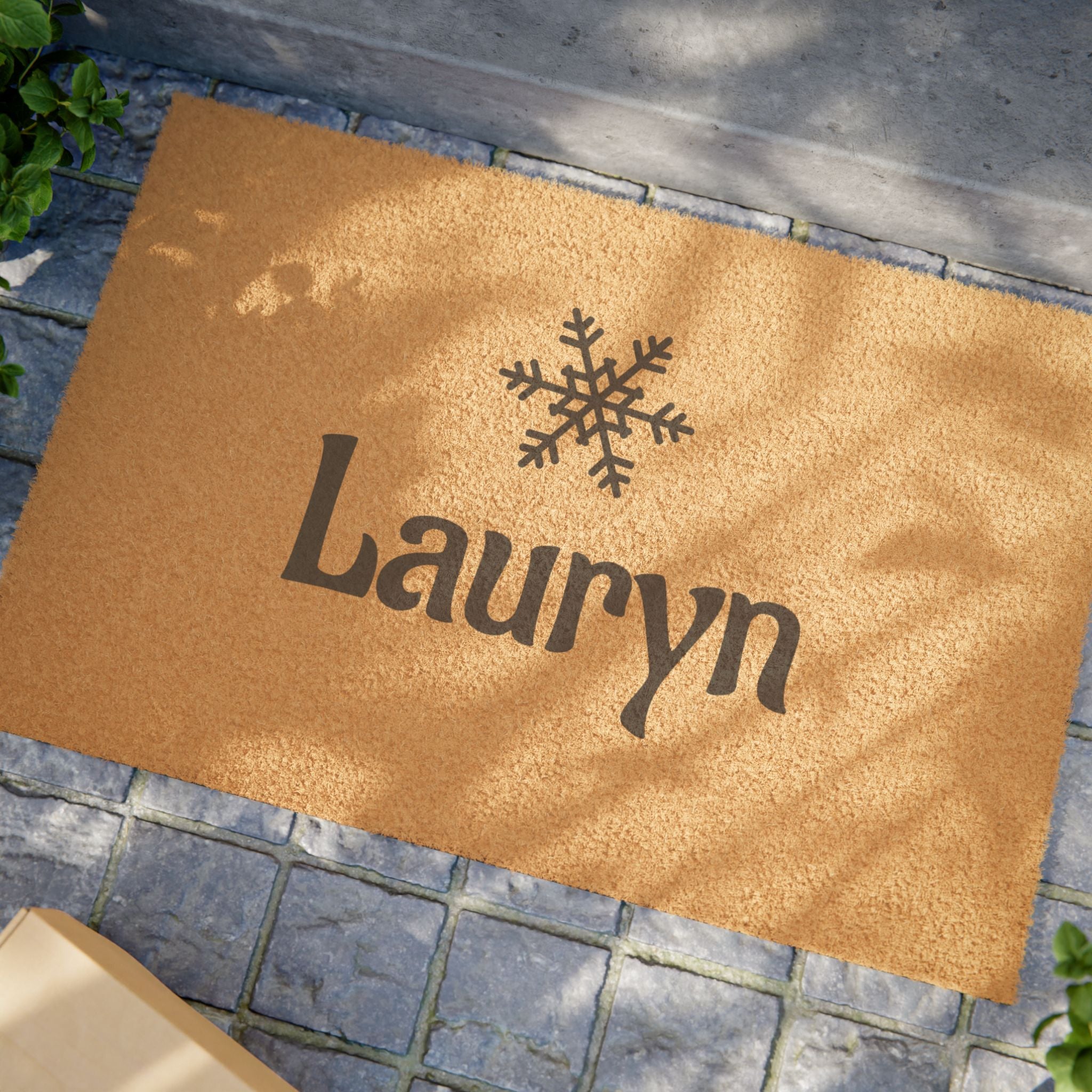 Personalized Snowflake Name Doormat - Custom "Lauryn" Coir Welcome Mat