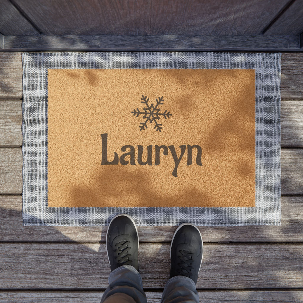 Personalized Snowflake Name Doormat - Custom "Lauryn" Coir Welcome Mat